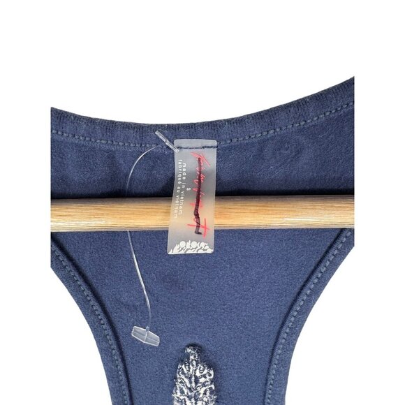 Free People Movement Flow Flare one piece Jumpsuit navy sz M - Picture 3 of 9